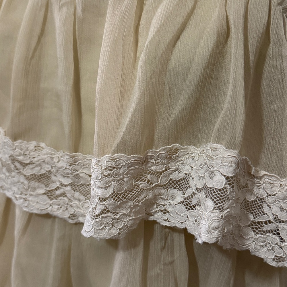 American Eagle Lace Trimmed Cropped Top-Sz M-Cream/White-Semi Sheer-Adj Straps - Picture 2 of 13